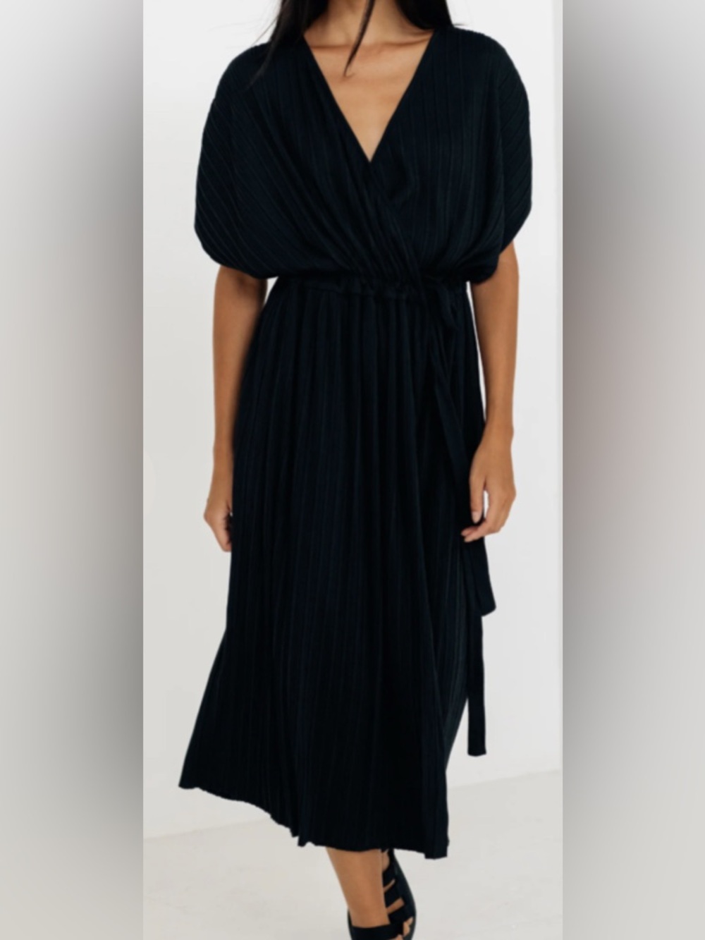 Paper label PLEATED WRAP DRESS